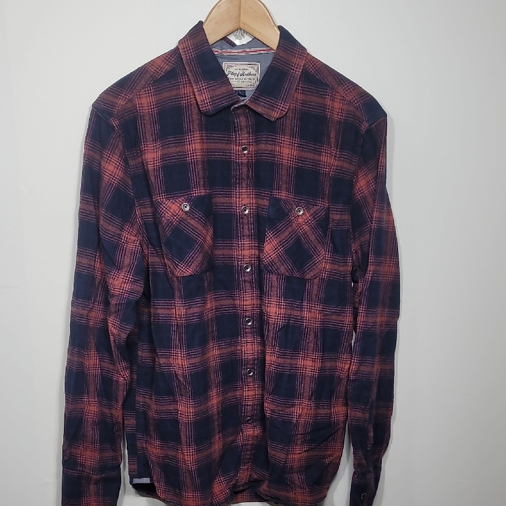 Dry Goods Flag & Anthem Navy and Burgundy Plaid Shirt